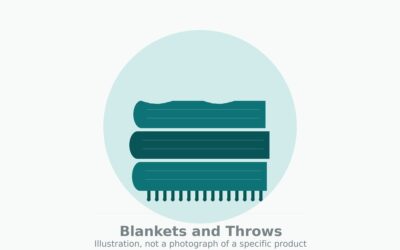 Flat illustration of three folded blankets stacked on top of each other with fringe hanging from the bottom layer